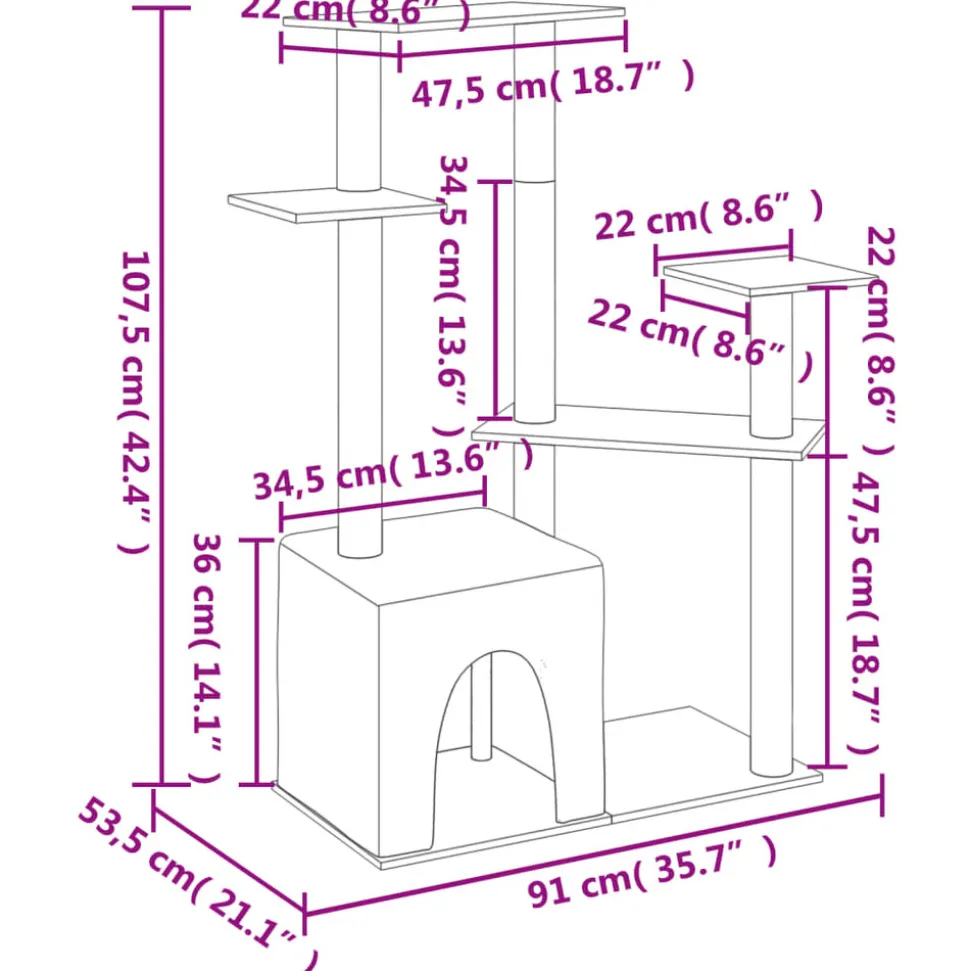 MAISON EXCLUSIVE - Arbre à chat avec griffoirs en sisal gris foncé 107,5 cm