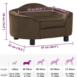 MAISON EXCLUSIVE - Canapé pour chien marron 67x47x36 cm peluche