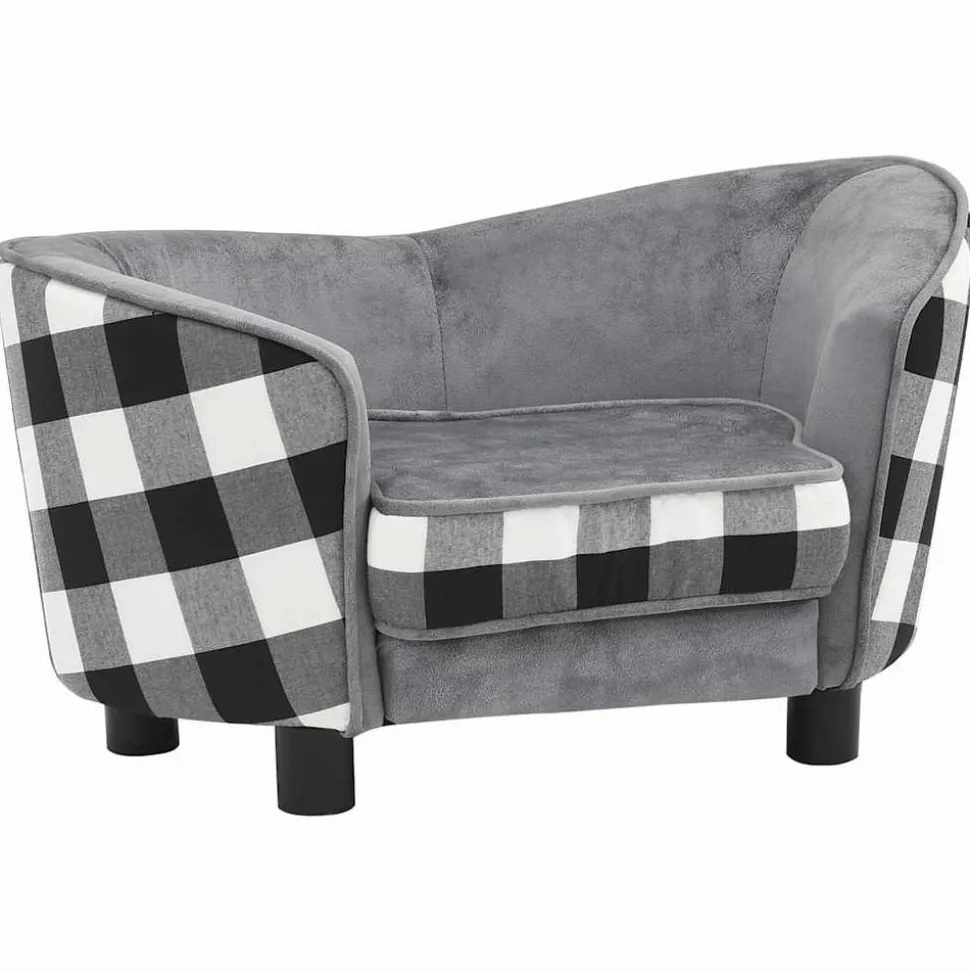 MAISON EXCLUSIVE - Canapé pour chien gris 68x38x38 cm peluche
