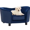 MAISON EXCLUSIVE - Canapé pour chien bleu 69x49x40 cm peluche et similicuir