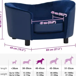 MAISON EXCLUSIVE - Canapé pour chien bleu 69x49x40 cm peluche et similicuir
