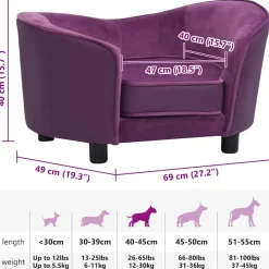 MAISON EXCLUSIVE - Canapé pour chien bordeaux 69x49x40 cm peluche et similicuir