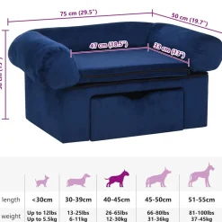 MAISON EXCLUSIVE - Canapé pour chien avec tiroir bleu 75x50x38 cm peluche