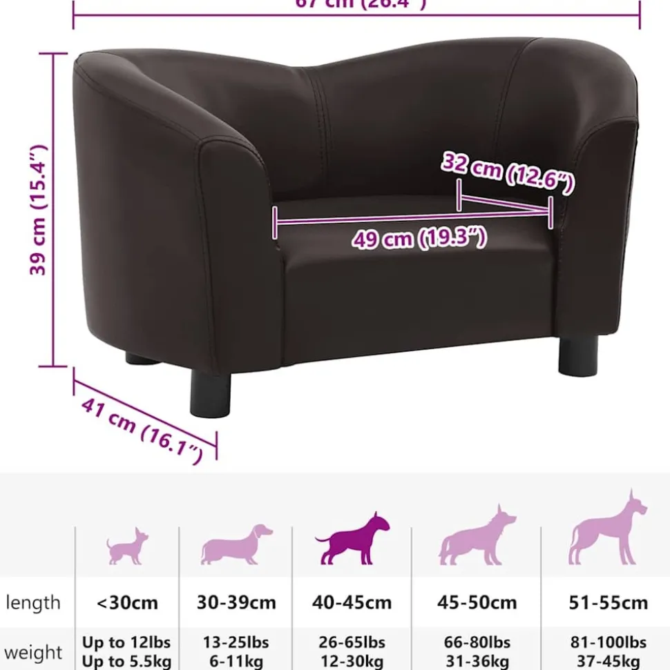 MAISON EXCLUSIVE - Canapé pour chien marron 67x41x39 cm similicuir