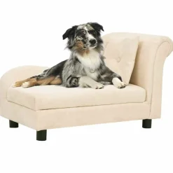 MAISON EXCLUSIVE - Canapé pour chien avec oreiller crème 83x44x44 cm peluche