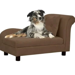 MAISON EXCLUSIVE - Canapé pour chien avec oreiller marron 83x44x44 cm peluche