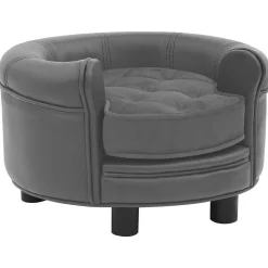 MAISON EXCLUSIVE - Canapé pour chien gris 48x48x32 cm peluche et similicuir