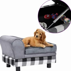 MAISON EXCLUSIVE - Canapé pour chien gris 57x34x36 cm peluche