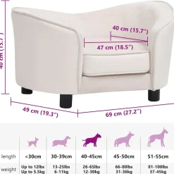 MAISON EXCLUSIVE - Canapé pour chien crème 69x49x40 cm peluche et similicuir