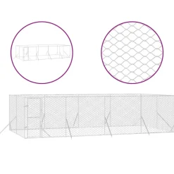 MAISON EXCLUSIVE - Chenil d'extérieur pour chiens argenté 8x4x2 m acier galvanisé