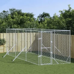 MAISON EXCLUSIVE - Chenil d'extérieur pour chiens argenté 2x6x2 m acier galvanisé
