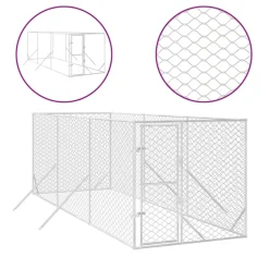 MAISON EXCLUSIVE - Chenil d'extérieur pour chiens argenté 2x6x2 m acier galvanisé