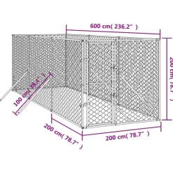 MAISON EXCLUSIVE - Chenil d'extérieur pour chiens argenté 2x6x2 m acier galvanisé