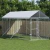MAISON EXCLUSIVE - Chenil d'extérieur pour chiens avec toit argenté 2x6x2,5 m