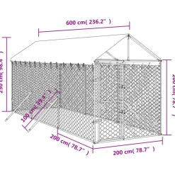 MAISON EXCLUSIVE - Chenil d'extérieur pour chiens avec toit argenté 2x6x2,5 m