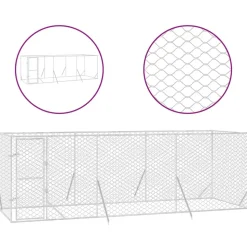 MAISON EXCLUSIVE - Chenil d'extérieur pour chiens argenté 6x2x2 m acier galvanisé