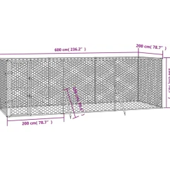 MAISON EXCLUSIVE - Chenil d'extérieur pour chiens argenté 6x2x2 m acier galvanisé