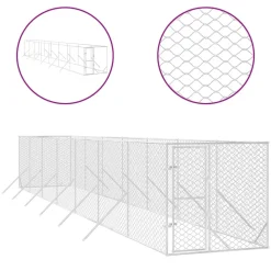 MAISON EXCLUSIVE - Chenil d'extérieur pour chiens argenté 2x14x2 m acier galvanisé
