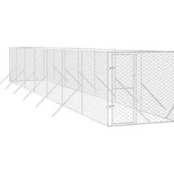 MAISON EXCLUSIVE - Chenil d'extérieur pour chiens argenté 2x14x2 m acier galvanisé