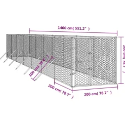 MAISON EXCLUSIVE - Chenil d'extérieur pour chiens argenté 2x14x2 m acier galvanisé