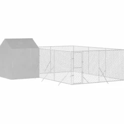 MAISON EXCLUSIVE - Chenil d'extérieur pour chiens avec toit argenté 6x6x2,5 m