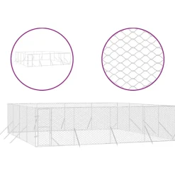 MAISON EXCLUSIVE - Chenil d'extérieur pour chiens argenté 8x8x2 m acier galvanisé