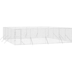 MAISON EXCLUSIVE - Chenil d'extérieur pour chiens argenté 8x8x2 m acier galvanisé