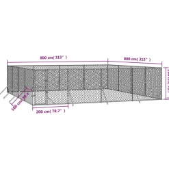 MAISON EXCLUSIVE - Chenil d'extérieur pour chiens argenté 8x8x2 m acier galvanisé