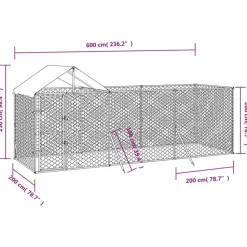 MAISON EXCLUSIVE - Chenil d'extérieur pour chiens avec toit argenté 6x2x2,5 m