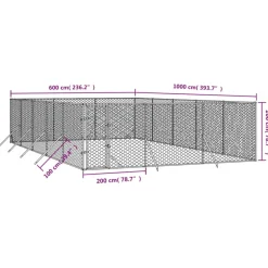 MAISON EXCLUSIVE - Chenil d'extérieur pour chiens argenté 6x10x2 m acier galvanisé