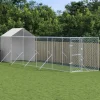 MAISON EXCLUSIVE - Chenil d'extérieur pour chiens avec toit argenté 2x10x2,5 m
