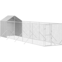 MAISON EXCLUSIVE - Chenil d'extérieur pour chiens avec toit argenté 2x10x2,5 m