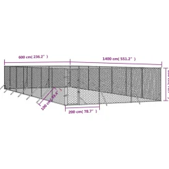 MAISON EXCLUSIVE - Chenil d'extérieur pour chiens argenté 6x14x2 m acier galvanisé