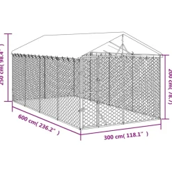 MAISON EXCLUSIVE - Chenil d'extérieur pour chiens avec toit argenté 3x6x2,5 m