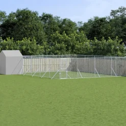 MAISON EXCLUSIVE - Chenil d'extérieur pour chiens avec toit argenté 10x10x2,5 m