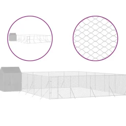MAISON EXCLUSIVE - Chenil d'extérieur pour chiens avec toit argenté 10x10x2,5 m