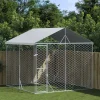 MAISON EXCLUSIVE - Chenil d'extérieur pour chiens avec toit argenté 3x3x2,5 m