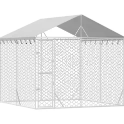 MAISON EXCLUSIVE - Chenil d'extérieur pour chiens avec toit argenté 3x3x2,5 m