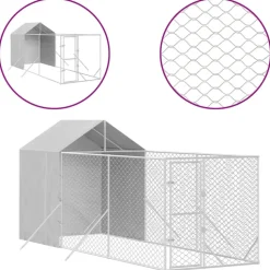 MAISON EXCLUSIVE - Chenil d'extérieur pour chiens avec toit argenté 2x6x2,5 m