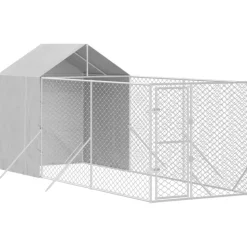 MAISON EXCLUSIVE - Chenil d'extérieur pour chiens avec toit argenté 2x6x2,5 m