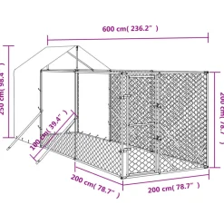 MAISON EXCLUSIVE - Chenil d'extérieur pour chiens avec toit argenté 2x6x2,5 m