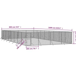 MAISON EXCLUSIVE - Chenil d'extérieur pour chiens argenté 8x16x2 m acier galvanisé