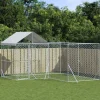 MAISON EXCLUSIVE - Chenil d'extérieur pour chiens avec toit argenté 4x4x2,5 m