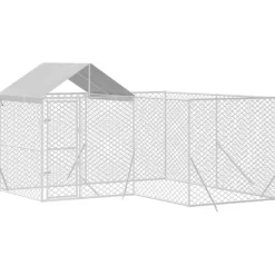MAISON EXCLUSIVE - Chenil d'extérieur pour chiens avec toit argenté 4x4x2,5 m