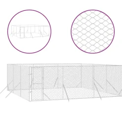 MAISON EXCLUSIVE - Chenil d'extérieur pour chiens argenté 6x6x2 m acier galvanisé