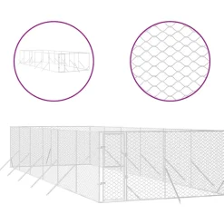MAISON EXCLUSIVE - Chenil d'extérieur pour chiens argenté 4x12x2 m acier galvanisé