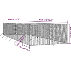 MAISON EXCLUSIVE - Chenil d'extérieur pour chiens argenté 4x12x2 m acier galvanisé
