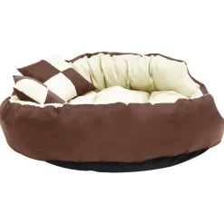 MAISON EXCLUSIVE - Coussin réversible lavable de chien marron et crème 110x80x23cm