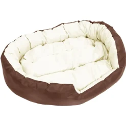 MAISON EXCLUSIVE - Coussin réversible lavable de chien marron et crème 110x80x23cm