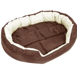 MAISON EXCLUSIVE - Coussin réversible lavable de chien marron et crème 110x80x23cm